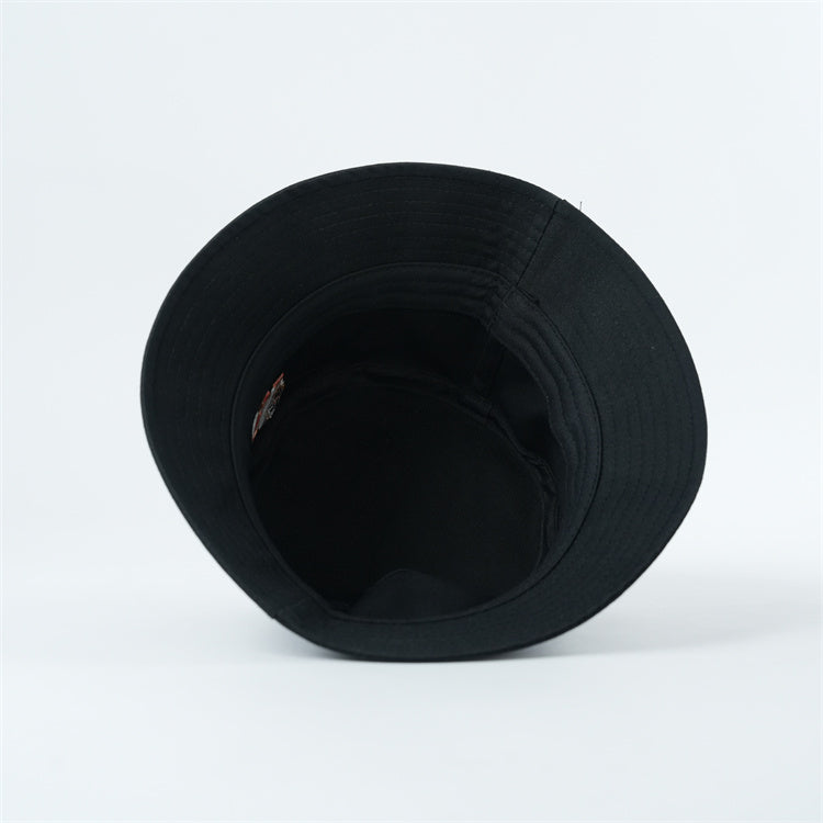 Black bucket hat on a white background